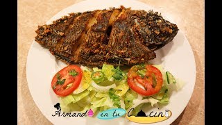 Mojarra Frita Al Mojo de Ajo con Ensalada y Vinagreta [upl. by Kutzer]