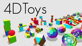 4D Toys a box of fourdimensional toys and how objects bounce and roll in 4D [upl. by Nydnarb850]