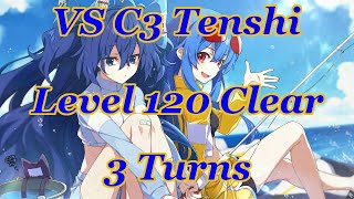 東方LostWordTouhou LostWord Divergent Spirits  VS C3 Tenshi Level 120 3T Clear [upl. by Aerdnat]