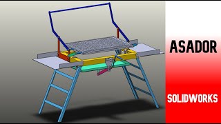 Construye tu propio asador portátil con parrilla desmontable y base desplegable SOLIDWORKS [upl. by Adkins246]