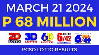 Lotto Result March 21 2024 9pm PCSO [upl. by Eirelav389]