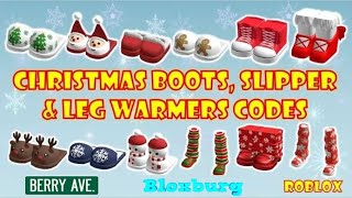 Christmas Boots Slippers amp Leg Warmer Codes amp Links  Bloxburg Berry Avenue  ROBLOX [upl. by Netsirhc981]