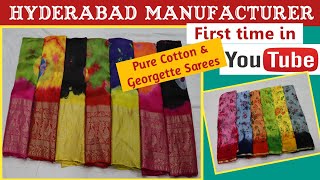 Hyderabad Manufacturer of Cotton amp Georgette Sarees PALLAVI COTTON Sarees Suppliers to Wholesalers [upl. by Suitangi]