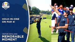 Viktor Hovland Hits Incredible HoleInOne on Par 4  2023 Ryder Cup [upl. by Sayers]