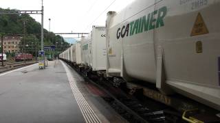 DB Br 185 quot099quot quot132quot amp quot111quot with milk train in Bellinzona 070611 [upl. by Vita]