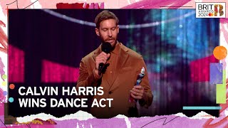 Calvin Harris Celebrates Winning Dance Act  The BRIT Awards 2024 [upl. by Alliuqat]