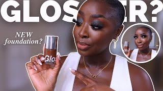 GLOSSIER HAS A NEW FOUNDATION STRETCH FLUID FOUNDATION REVIEW on DARK SKIN MENAADUBEA [upl. by Otipaga]