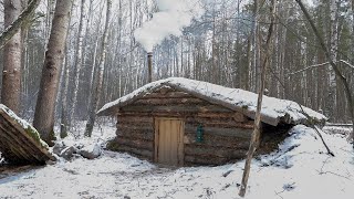 Winter shelter overnight Dugout building ASMR no talking [upl. by Wightman]