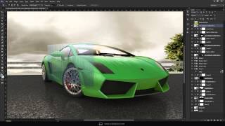 Lamborghini 3D Render Post Processing in Photoshop [upl. by Noseyt883]