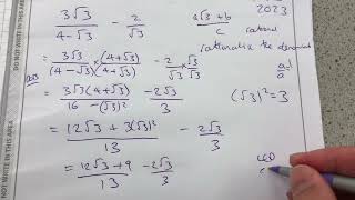 Maths GCSE Higher Exam Paper 1 2023 Q23 Surds [upl. by Akeber771]