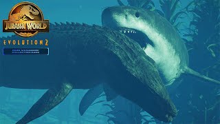 NEW MEGALODON VS MOSASAURUS  Jurassic World Evolution 2 [upl. by Acissej]