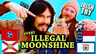 Irish People Try Every ILLEGAL American Moonshine  USAs STRONGEST ALCOHOL [upl. by Arvie502]