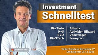 InvestmentSchnelltest inkl BioNTech BYD Alibaba VW Rio Tinto usw [upl. by Nylanna113]