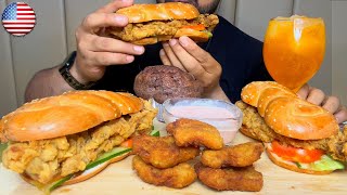 EATING ZINGER SUB CHICKEN NUGGETS CHOCOLATE MUFFIN ASMR MUKBANG 48 [upl. by Khai530]