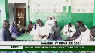 APPEL MAGAL TOUBA SALOUM SAMEDI 17 FEVRIER 2024 [upl. by Nevla]