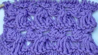 How to Knit  Bell Flower Stitch  Knitting stitch  Lace [upl. by Harewood739]