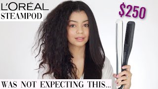 TESTING THE LOREAL STEAMPOD FLAT IRON ON CURLY HAIR  HONEST REVIEW [upl. by Brunn]