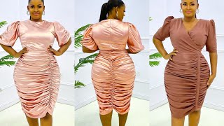 How to make an Elegant RUCHED BODYCON DRESS [upl. by Katherin]