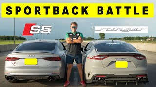 Kia Stinger GT takes on Audi S5 Sportback Korean over Germans Drag and Roll Race [upl. by Aleirbag]