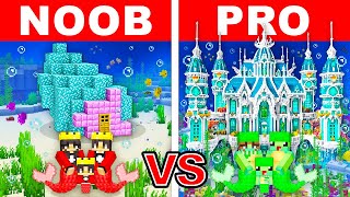 NOOB vs PRO MERMAID FAMILY HOUSE Build Challenge in Minecraft [upl. by Marquis]