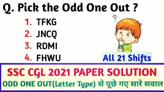 SSC CGL 2020 PAPER SOLUTION  Odd One OutLetter Type ssc cgl 2020 all asked Questions Solution [upl. by Docile]