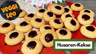 Husaren Kekse  Engelsaugen  vegane Weihnachtsplätzchen [upl. by Lilhak]