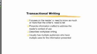 Transactional Writing 1 [upl. by Nnylrefinnej574]