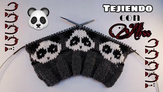 Tejido oso panda 🐼  punto cruz a dos agujas o palitos  36 Alisson Aldave [upl. by Hareehahs]