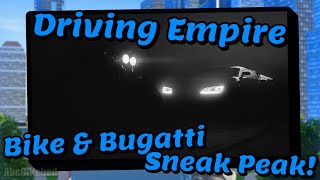 Driving Empire  Bike amp Bugatti Sneak Peak  Roblox [upl. by Keeton]