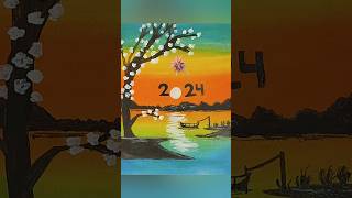 🎇🥳 Lets Welcome Happy New Year Acrylic painting I Day 120 I shrots happynewyear2024 painting [upl. by Shae19]