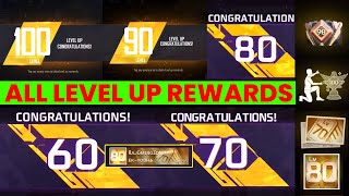 New Level Up Rewards Free Fire 2024  100 Level Up Free Fire  60708090100 Level Up Items 2024 [upl. by Dupaix]