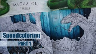 Mythomorphia Speedcoloring Color Along BASILISK 1 Coloring book background [upl. by Jessamyn]