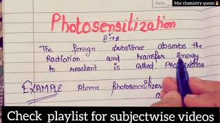 photosensitization hindi🔥 sem4  photochemistry important topic  Msc chemistry [upl. by Eivad]