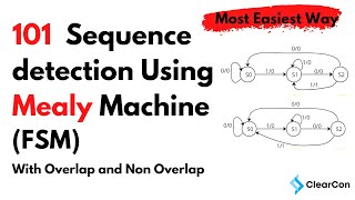 101 sequence detector using mealy machine with Overlap and Non Overlap  Finite state machine [upl. by Ddej420]