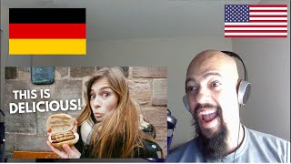 American Reacts to FIRST TIME Trying a German BRATWURST  Nürnberger Bratwurst in Bavaria [upl. by Indnahc]