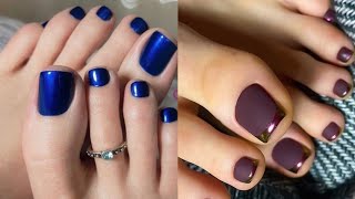 Excellent designs of shiny French acrylic toe nails color pedicure nails collection for women 2024 [upl. by Rehpretsirhc]