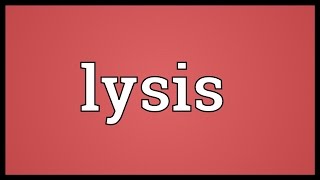 Lysis Meaning [upl. by Christye254]