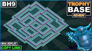 NEW BEST BH9 Base 2022 with Replay  COC Builder Hall 9 Trophy Base Copy link  Clash of Clans [upl. by Valsimot]