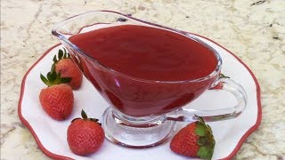 How to Make Strawberry Glaze  Coulis  Topping for Shortcake and Pancakes 甜美的草莓酱 [upl. by Afatsuom291]