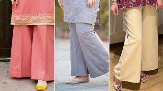 Wide Legged Trouser Designs Plazo Trousers Designs  Bell Bottom Trouserslawn shirt with plazo [upl. by Asial]