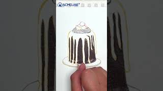 Draw a Chocolate cake ACMELIAE teaches you step by step art drawing Chocolatecake acmeliae [upl. by Enilarac]