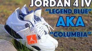 2015 Jordan 4 IV quotLegend Bluequot quotColumbiaquot w On Foot [upl. by Onateyac411]