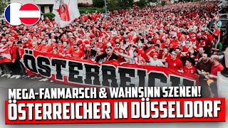 Wahnsinn Szenen Österreicher mit großem Fanmarsch durch Düsseldorf Österreich – Frankreich [upl. by Irroc700]