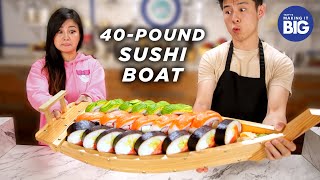 I Made A Giant 40Pound Sushi Boat For A Mukbang Artist • Tasty [upl. by Henghold]