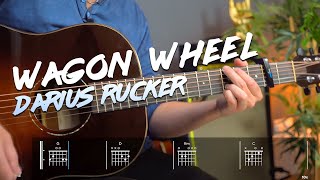 Wagon Wheel Guitar Tutorial W Visual Jam track Darius Rucker version [upl. by Aria960]