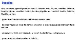 What are the four types of igneous intrusions [upl. by Ragen278]