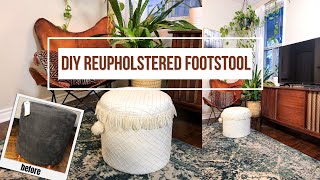 No Sew DIY Reupholstered Footstool [upl. by Schaffel]