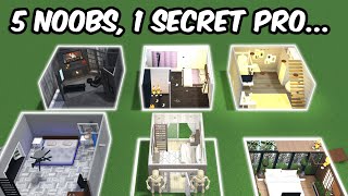 5 Noobs 1 Secret Pro Builder BLOXBURG BUILD BATTLE [upl. by Laura]