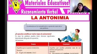 TEMA 3  ANTONIMIA  RAZONAMIENTO VERBAL PRIMERO DE SECUNDARIA [upl. by Joan]