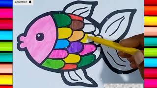 Rainbow Colorful Fish fun Coloring for Kids amp Toddlers  Best Videos for Kids  Colour Space [upl. by Naivat]